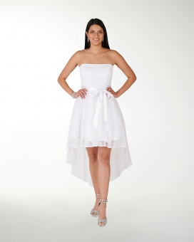 VESTIDO CC BLANCO FANTASIA ESTRAPLES CON CAUDA