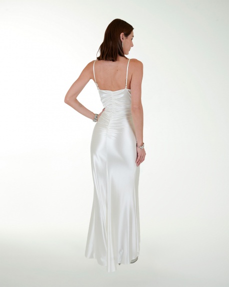 VESTIDO CL BLANCO LISO DRAPEADO