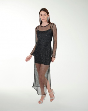 VESTIDO CL BRILLOS CON TRANSPARENCIA