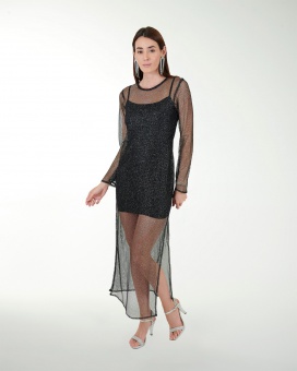 VESTIDO PP MALLA LUREX CON TRANSPARENCIA