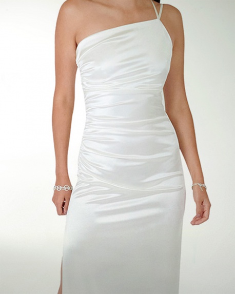 VESTIDO CL BLANCO LISO CON ABERTURA