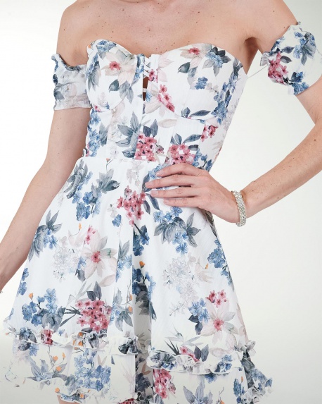 VESTIDO CA  CHIFON ESTAMPADO  STRAPLESS