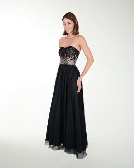 VESTIDO CL IMPERIAL STRAPLESS CON LENTEJUELA