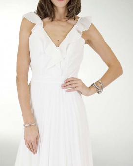 VESTIDO CL BLANCO LISO FALDA PLISADA