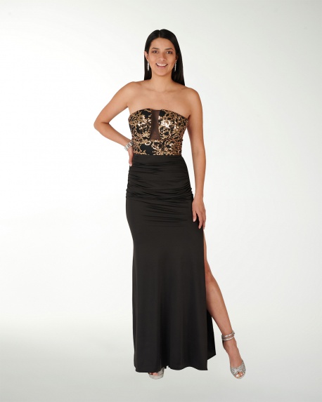 VESTIDO CL COLOMBIANA STRAPLESS DRAPEADO