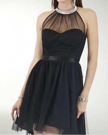 VESTIDO CC IMPERIAL TIPO HALTER CON ADORNO