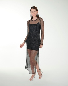 VESTIDO PP MALLA LUREX CON TRANSPARENCIA