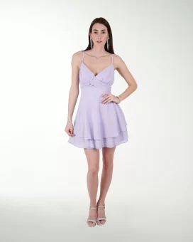 VESTIDO CA CHIFON ESTAMPADO DOBLE FALDON