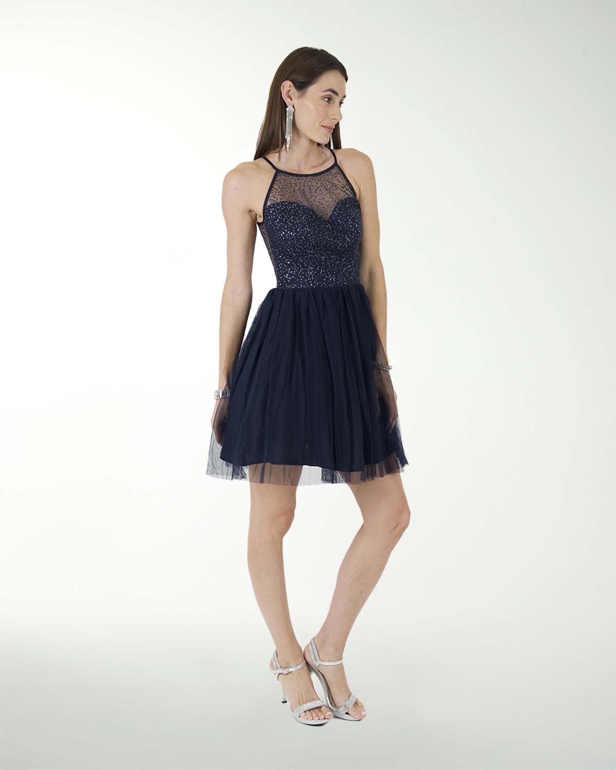 VESTIDO CC IMPERIAL HALTER CON BRILLO