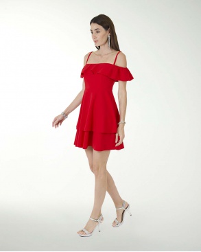 VESTIDO CASUAL LISO DE DOBLE FALDA