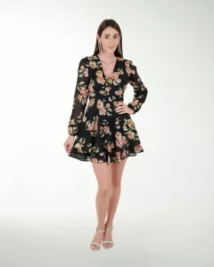 VESTIDO CA CHIFON ESTAMPADO MAGA LARGA