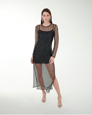 VESTIDO CL BRILLOS CON TRANSPARENCIA