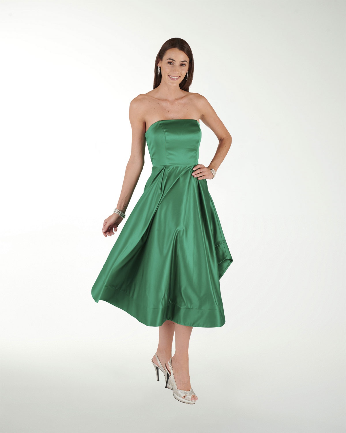 VESTIDO CC RASO STRAPLESS