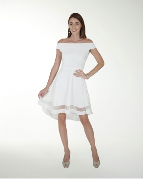 VESTIDO CC BLANCO CREPE HOMBRO DESCUBIERTO