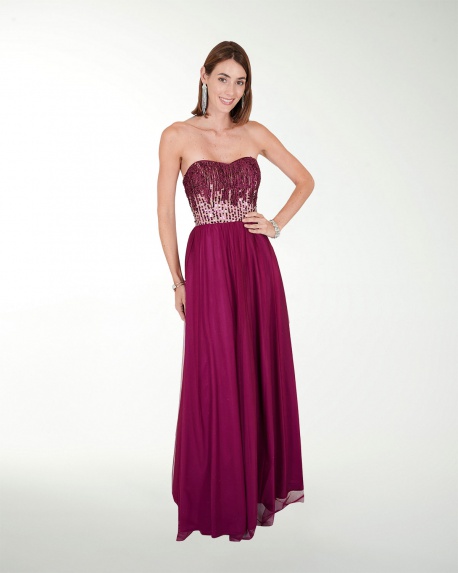 VESTIDO CL IMPERIAL STRAPLESS CON LENTEJUELA