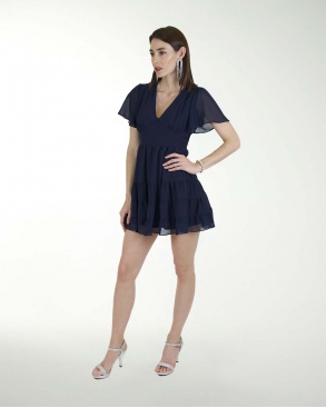 VESTIDO CASUAL LISO ESCOTE EN "V"