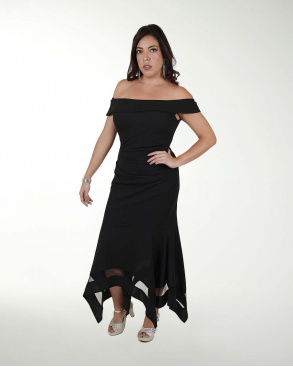 VESTIDO TE LISO CON TRANSPARENCIA