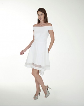 VESTIDO CC BLANCO CREPE HOMBRO DESCUBIERTO