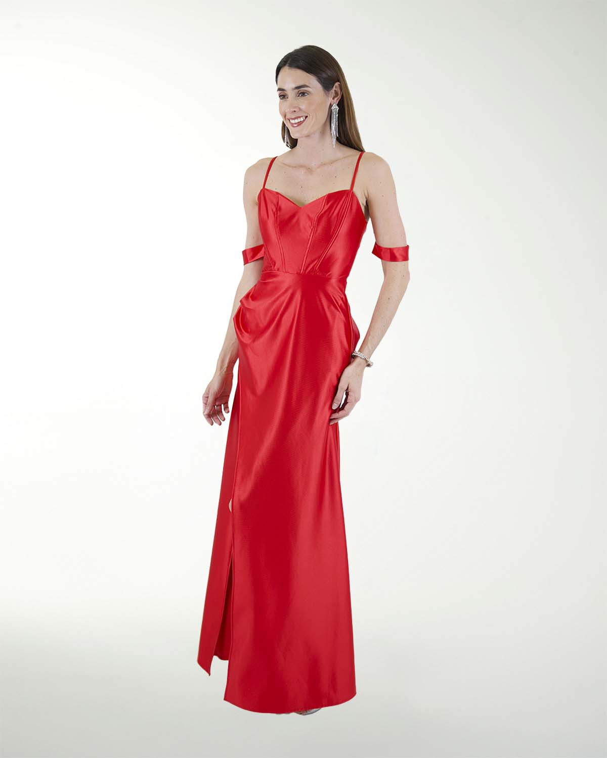 VESTIDO CL WARP DRAPEADO CON ABERTURA