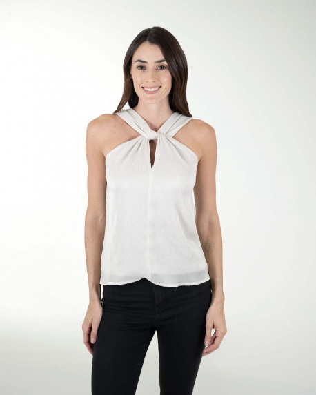 BLUSA HALTER CON NUDO EN ESCOTE