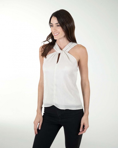 BLUSA HALTER CON NUDO EN ESCOTE