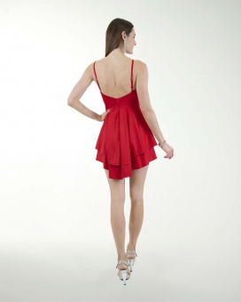 VESTIDO ANT COLOMBIANA LISA DOBLE FALDA