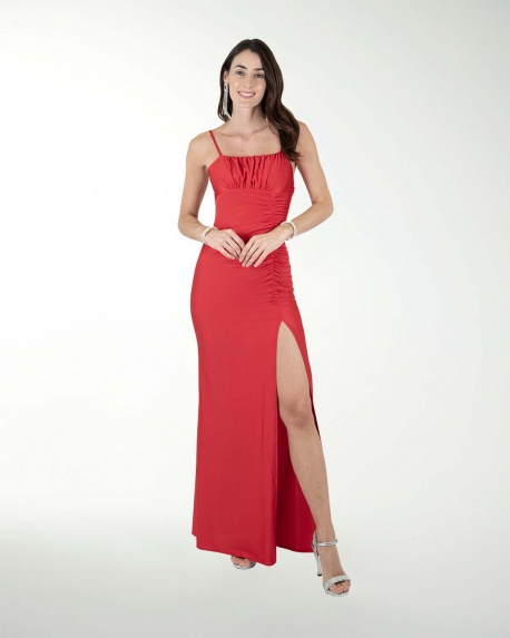 VESTIDO CL COLOMBIANA DRAPEADO CON ABERTURA