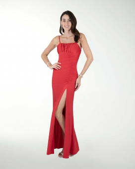 VESTIDO CL COLOMBIANA DRAPEADO CON ABERTURA