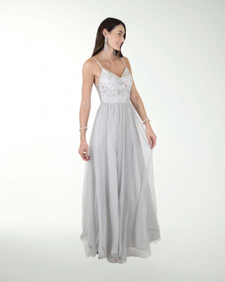 VESTIDO CL COMBINADO CON BRILLO