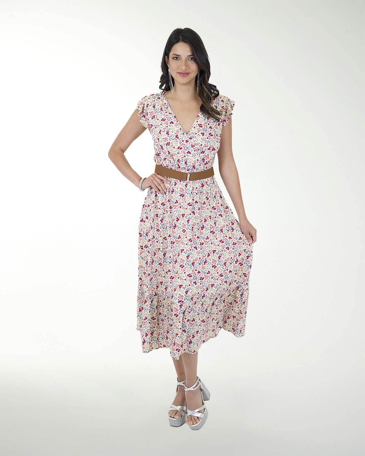 VESTIDO CAMPESINO LINO ESTAMPADO VESTIDO CAMPESINO LINO ESTAMPADO