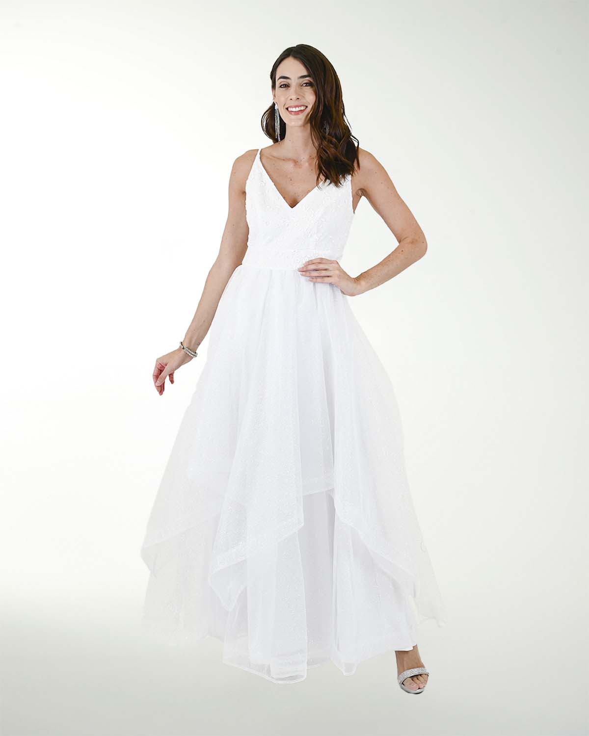 VESTIDO CL BLA TUL FANTASIA CON BRILLOS VESTIDO CL BLA TUL FANTASIA CON BRILLOS