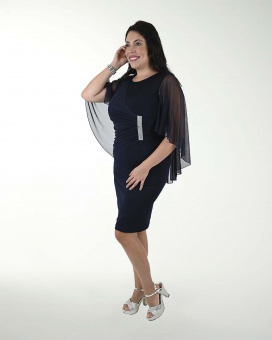 VESTIDO CC LICRA CON CAPA DE MESH