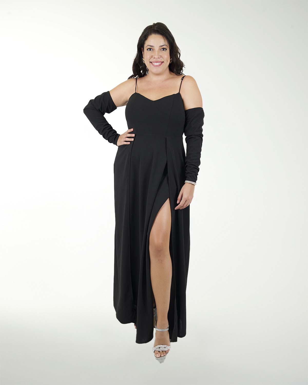 VESTIDO TE CREPE CON MANGAS VESTIDO TE CREPE CON MANGAS