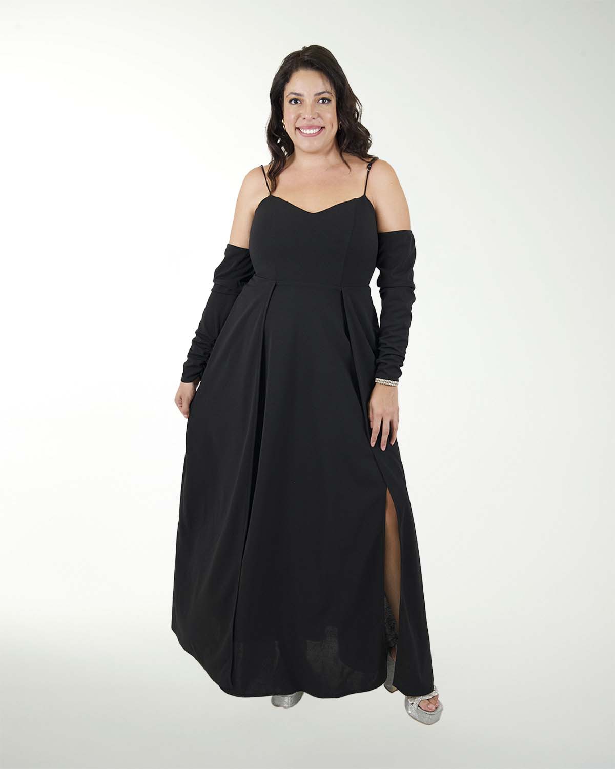 VESTIDO TE CREPE CON MANGAS VESTIDO TE CREPE CON MANGAS