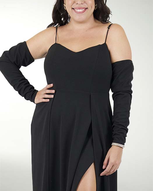 VESTIDO TE CREPE CON MANGAS VESTIDO TE CREPE CON MANGAS