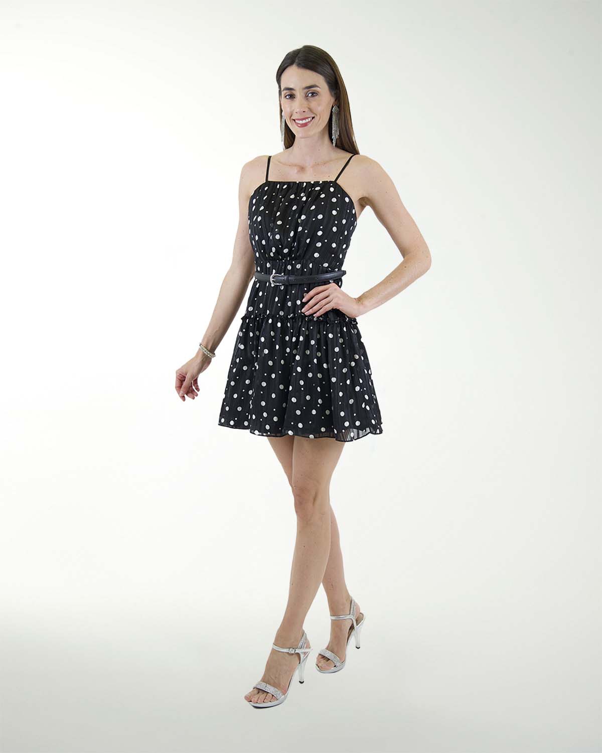 VESTIDO CA CHIFON LUREX CON CINTURON VESTIDO CA CHIFON LUREX CON CINTURON