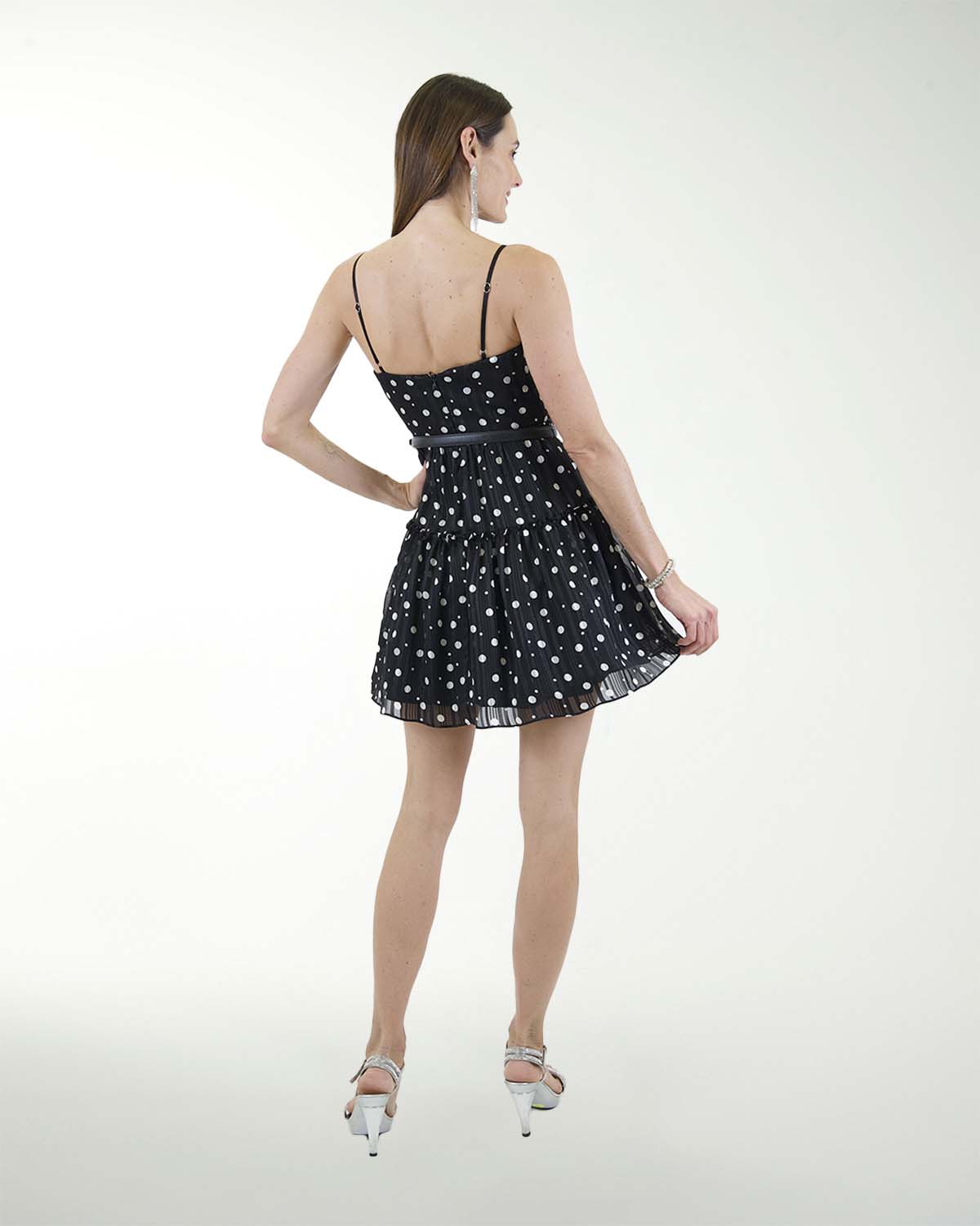 VESTIDO CA CHIFON LUREX CON CINTURON VESTIDO CA CHIFON LUREX CON CINTURON