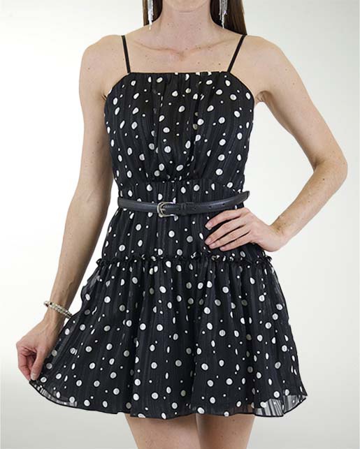 VESTIDO CA CHIFON LUREX CON CINTURON VESTIDO CA CHIFON LUREX CON CINTURON