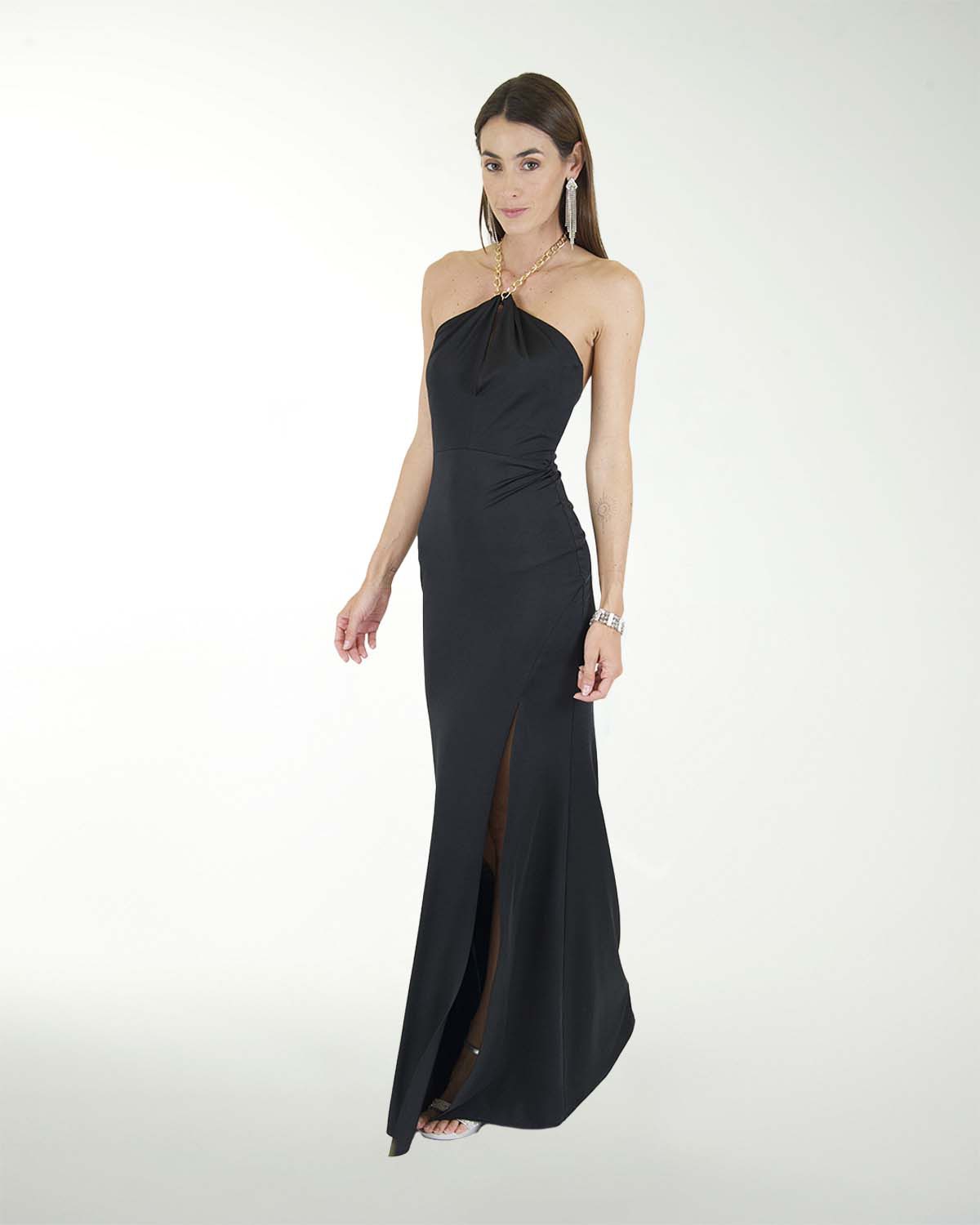 VESTIDO CL COLOMBIANA HALTER CON ABERTURA VESTIDO CL COLOMBIANA HALTER CON ABERTURA