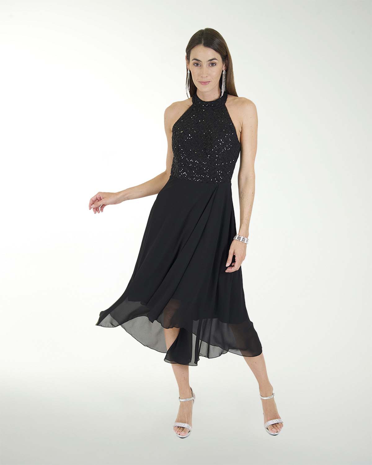 VESTIDO CC CHIFON HALTER CON LENTEJUELA EN TOP VESTIDO CC CHIFON HALTER CON LENTEJUELA EN TOP