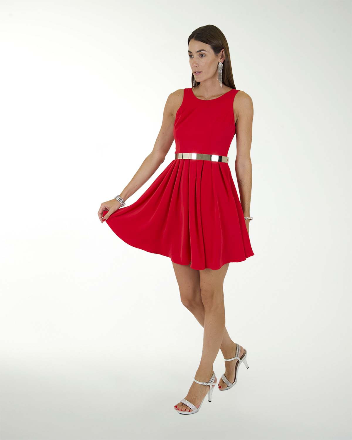 VESTIDO CA DUBAI LISO CIRCULAR CON ADORNO VESTIDO CA DUBAI LISO CIRCULAR CON ADORNO