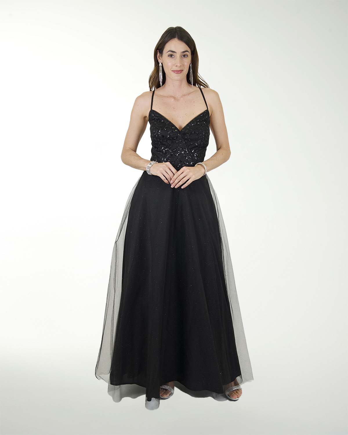 VESTIDO CL FANTASIA ESCOTE EN V CON BRILLOS VESTIDO CL FANTASIA ESCOTE EN V CON BRILLOS