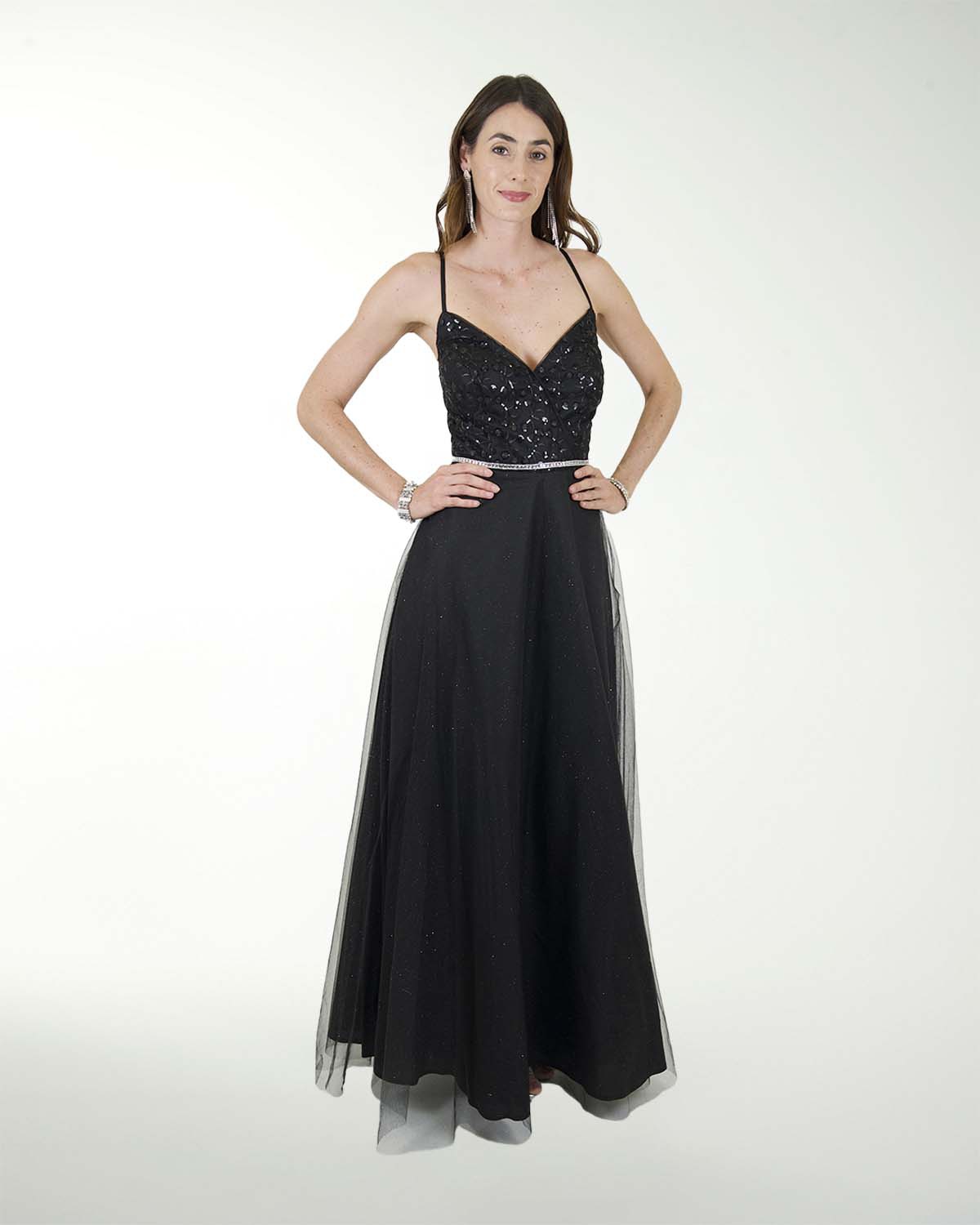VESTIDO CL FANTASIA ESCOTE EN V CON BRILLOS VESTIDO CL FANTASIA ESCOTE EN V CON BRILLOS