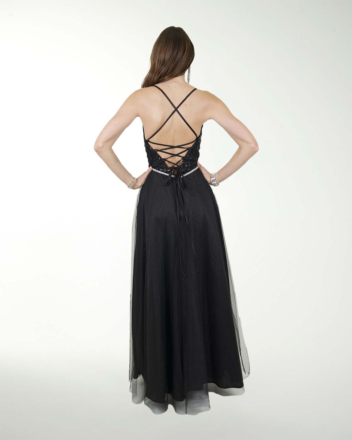 VESTIDO CL FANTASIA ESCOTE EN V CON BRILLOS VESTIDO CL FANTASIA ESCOTE EN V CON BRILLOS