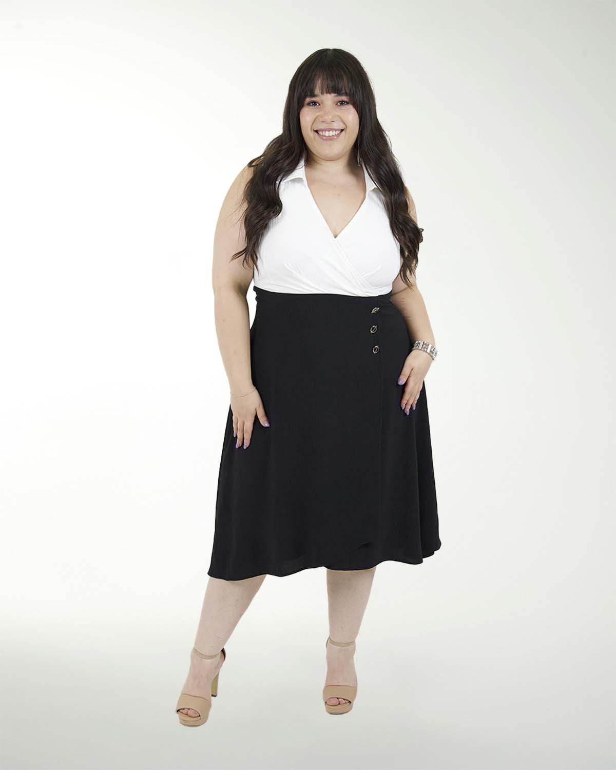 VESTIDO TV CEY LISO COMBINADO ESCOTE EN V VESTIDO TV CEY LISO COMBINADO ESCOTE EN V
