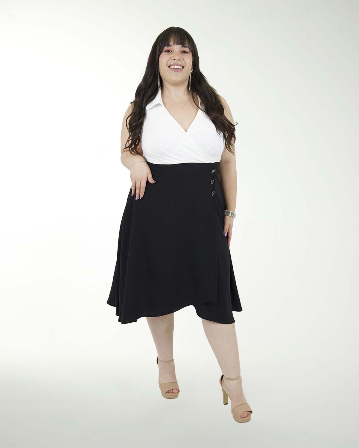 VESTIDO TV CEY LISO COMBINADO ESCOTE EN V VESTIDO TV CEY LISO COMBINADO ESCOTE EN V
