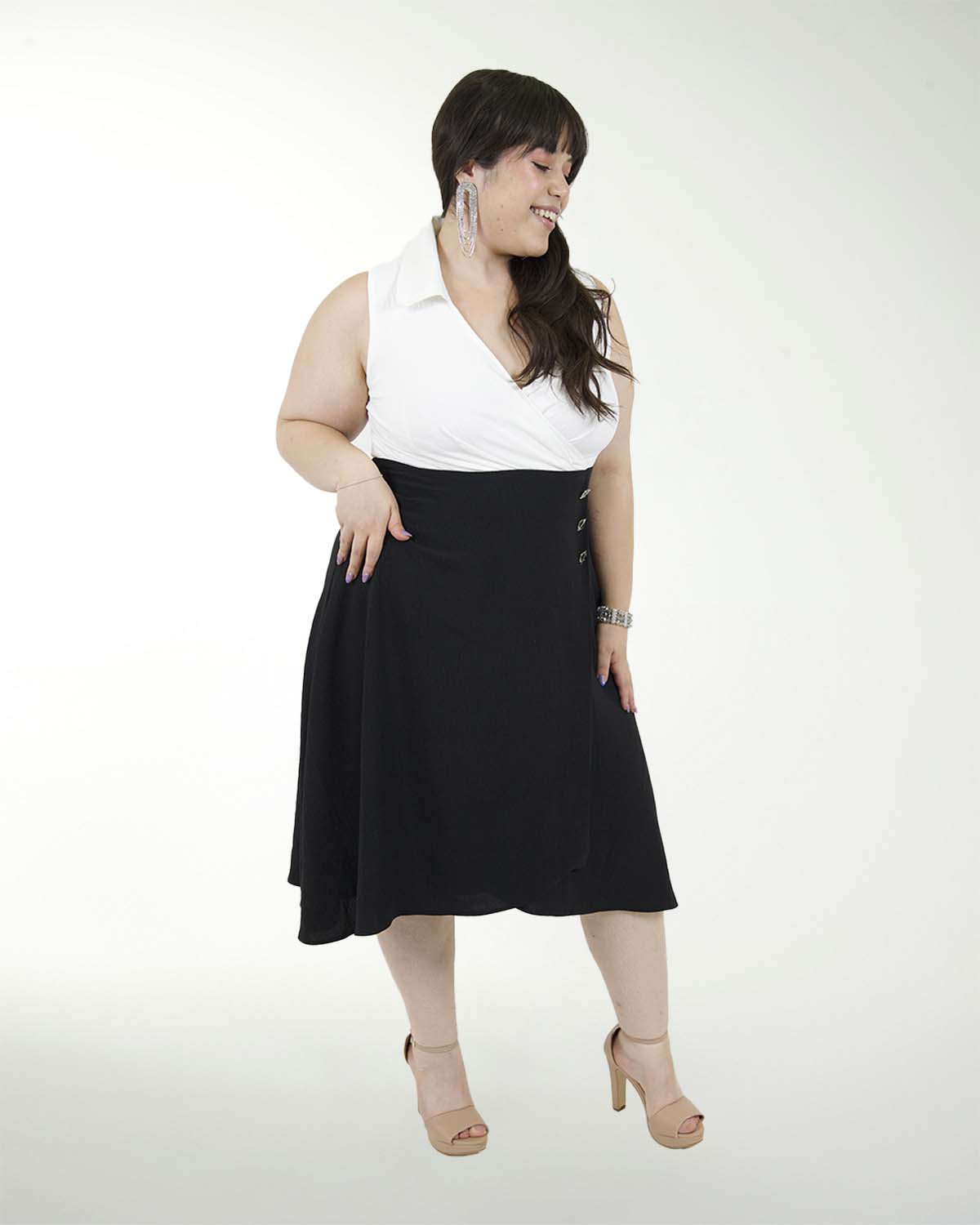 VESTIDO TV CEY LISO COMBINADO ESCOTE EN V VESTIDO TV CEY LISO COMBINADO ESCOTE EN V