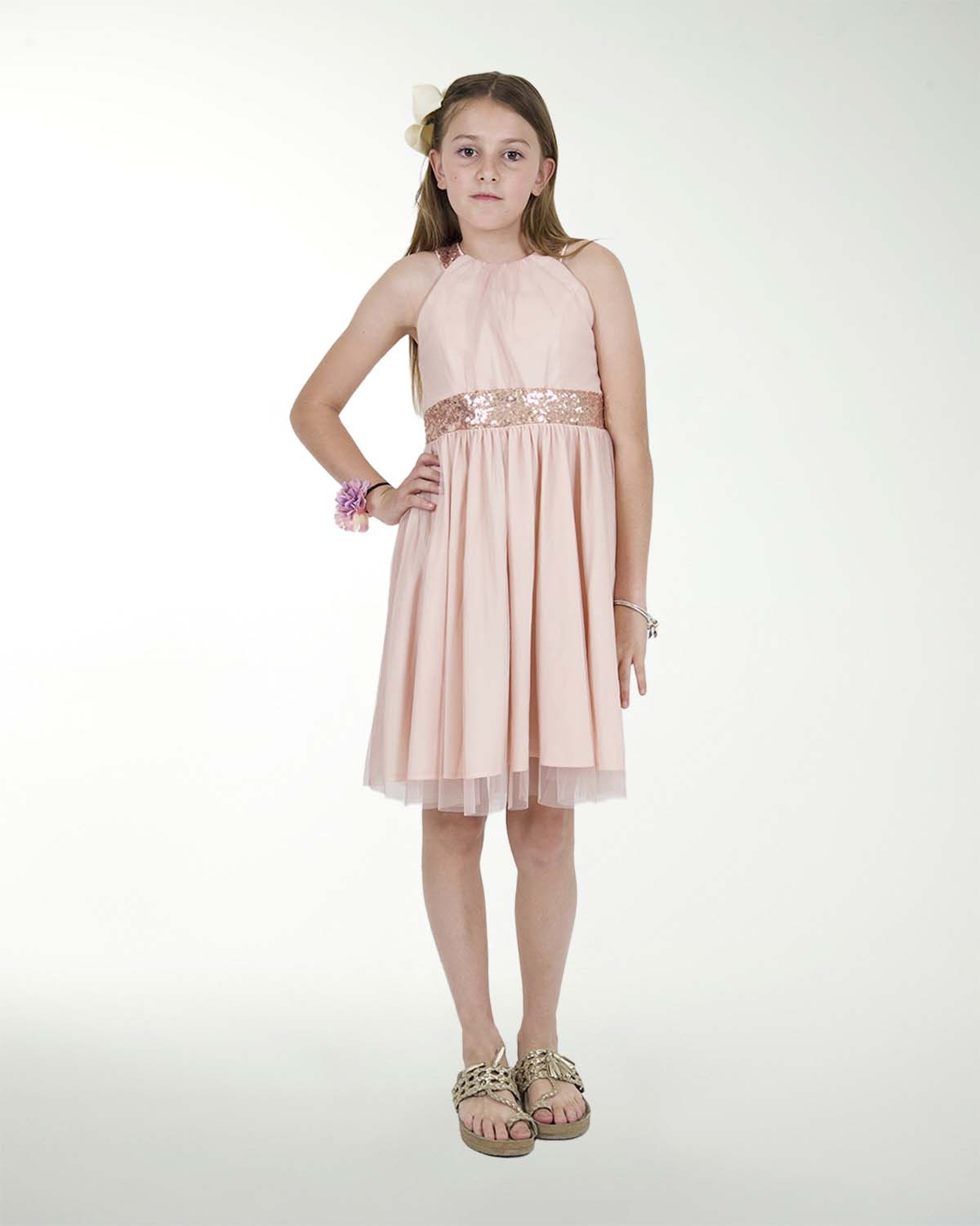 VESTIDO NI 12-14-16 IMPERIAL LISO CON FAJILLA DE LENTEJUELA VESTIDO NI 12-14-16 IMPERIAL LISO CON FAJILLA DE LENTEJUELA