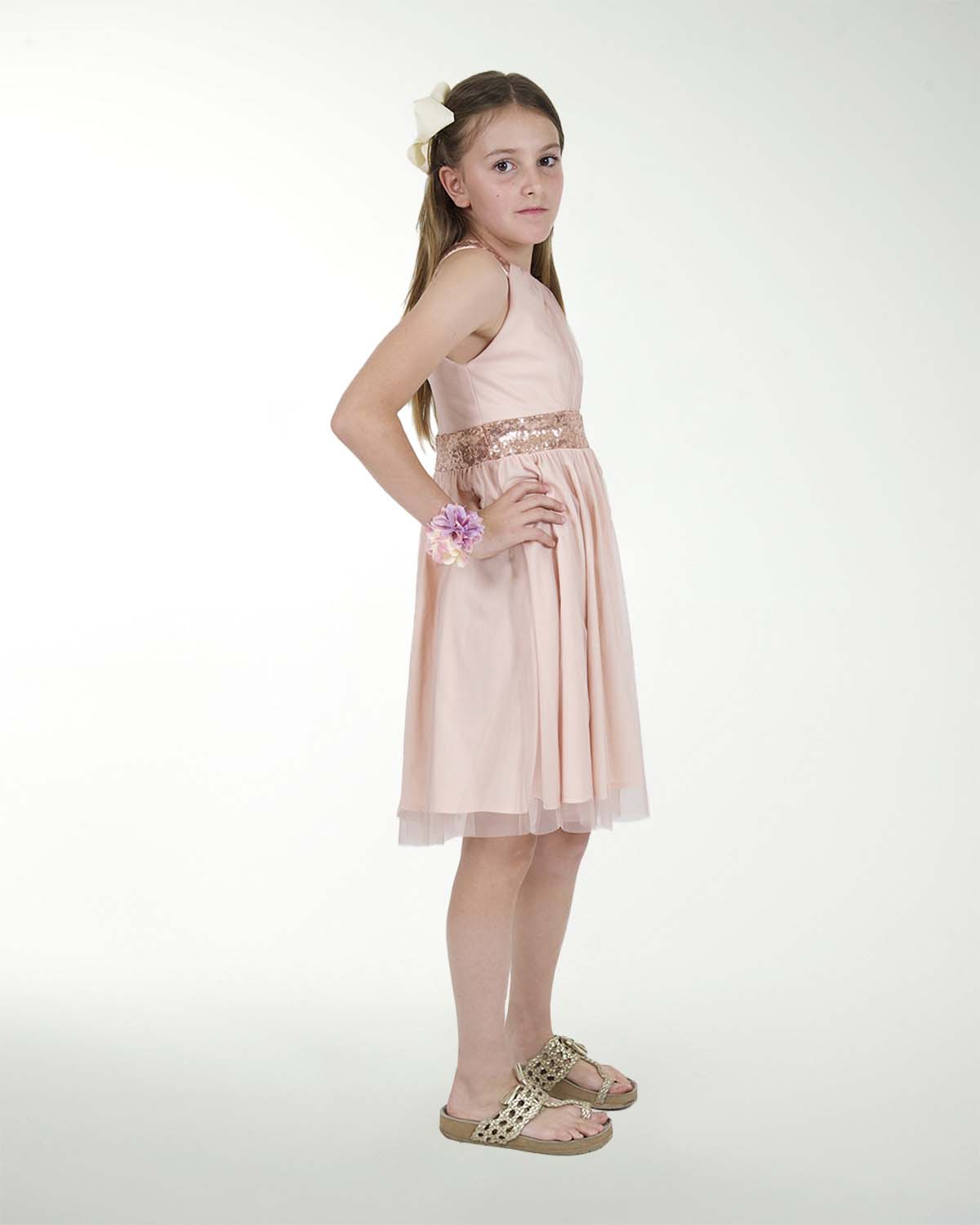 VESTIDO NI 12-14-16 IMPERIAL LISO CON FAJILLA DE LENTEJUELA VESTIDO NI 12-14-16 IMPERIAL LISO CON FAJILLA DE LENTEJUELA