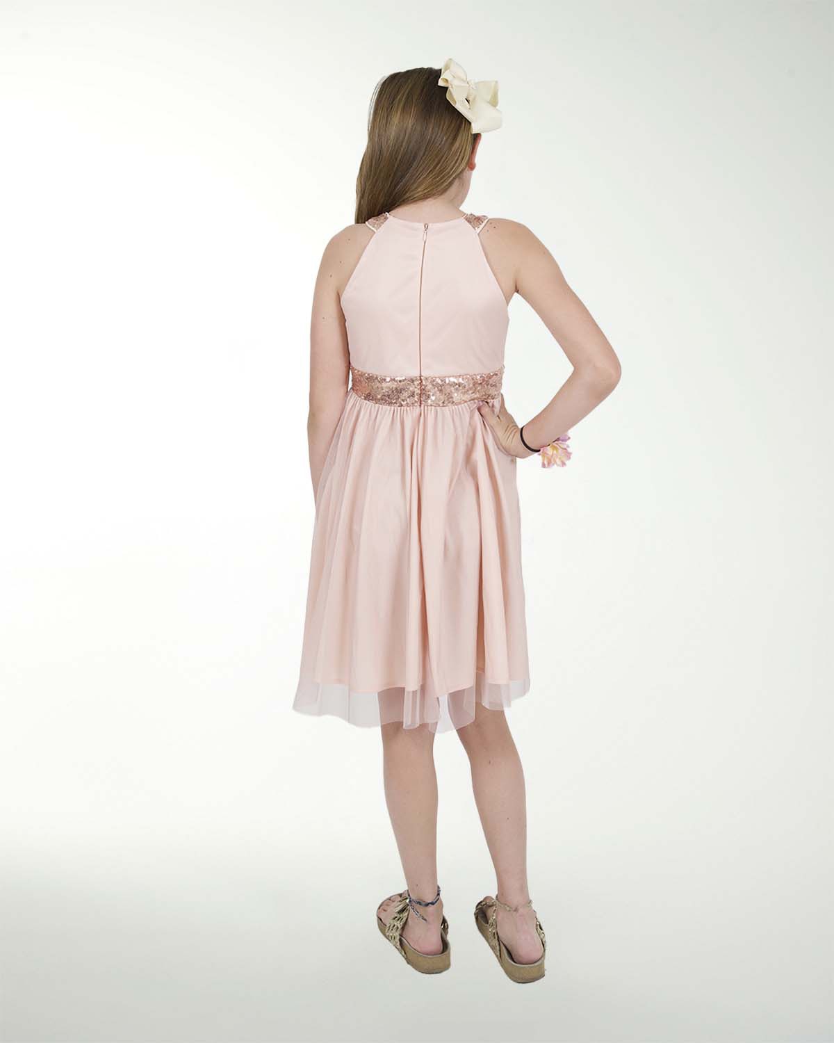 VESTIDO NI 12-14-16 IMPERIAL LISO CON FAJILLA DE LENTEJUELA VESTIDO NI 12-14-16 IMPERIAL LISO CON FAJILLA DE LENTEJUELA